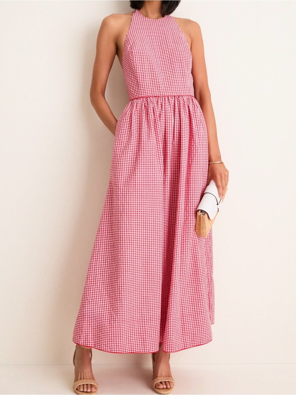 Tuckernuck Red Gingham Marcie Dress Sz M Feminine Costal Preppy Summer Casual - Picture 4 of 15